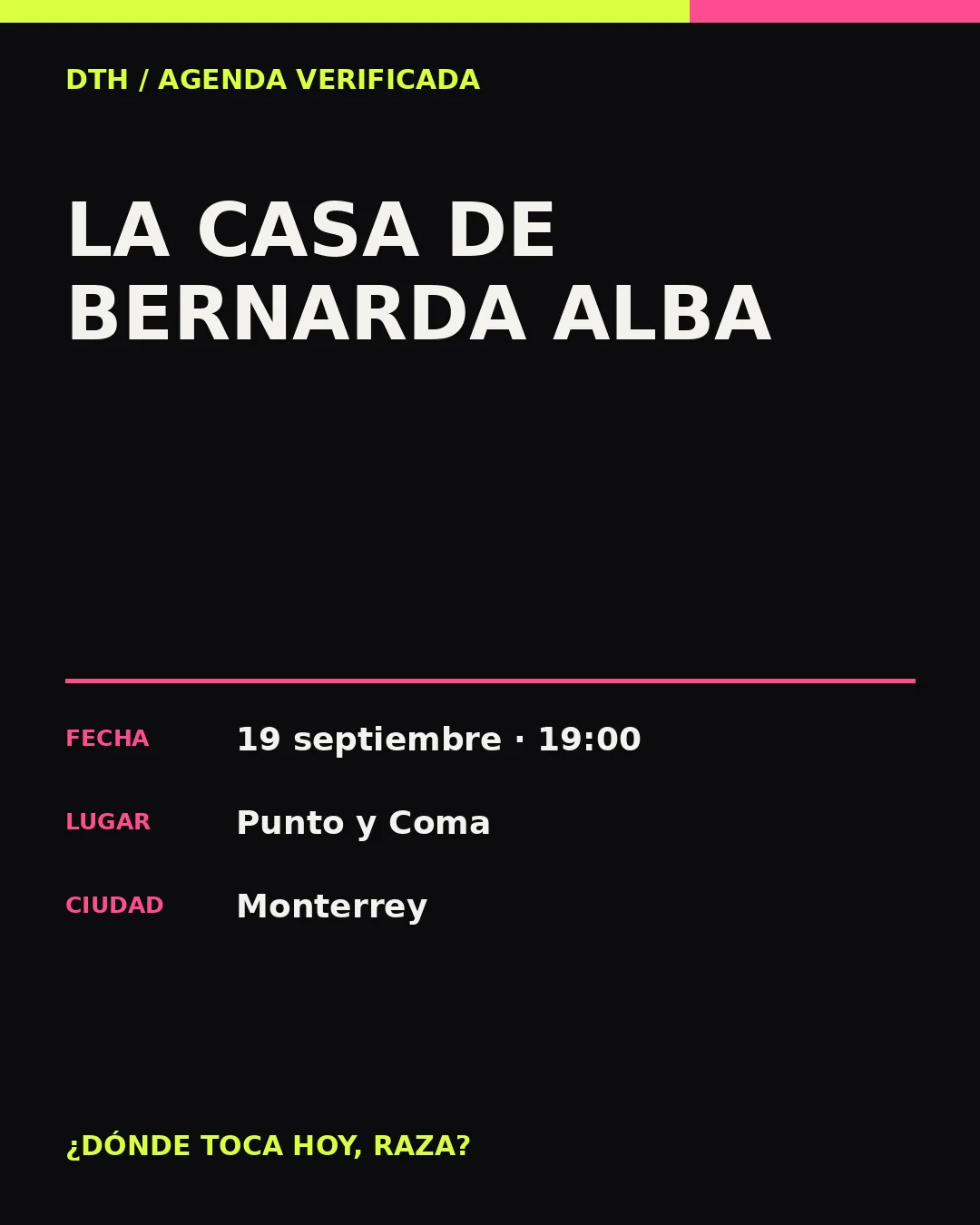 Flyer de La casa de Bernarda Alba